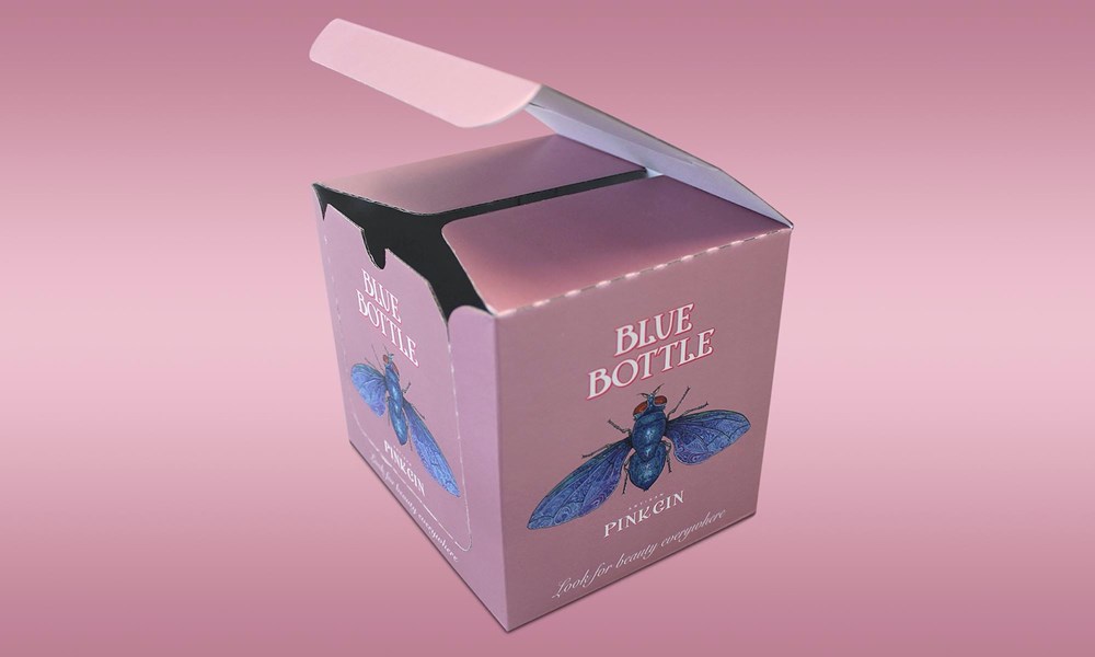Blue Bottle Pink Gin Miniatures Packaging